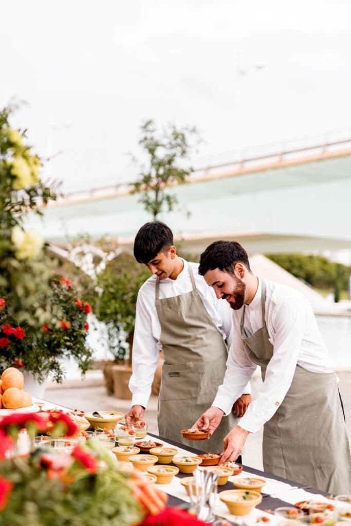 Estación de comida en vivo de Gourmet Catering