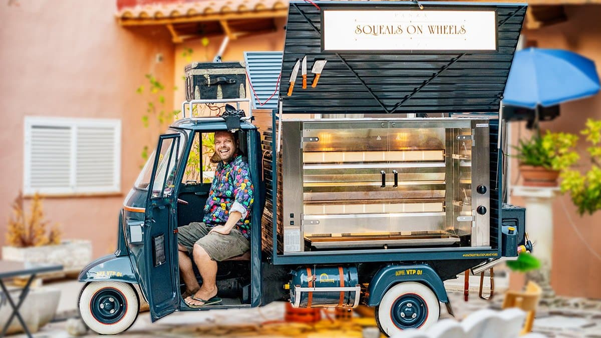 Estación de comida en vivo de Panza Catering